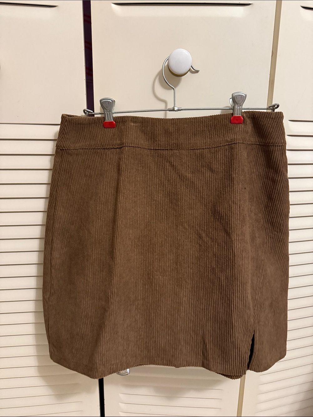 SHEIN Brown Corduroy Mini Skirt with Side Slit